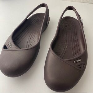 Crocs Olivia Size 7M Slip On Sling Back Jewled Brown Comfy